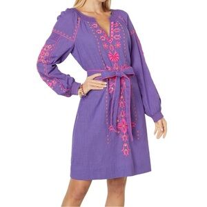 Lilly Pulitzer Cammie Long Sleeve Embroidery Tunic Dress Size 2